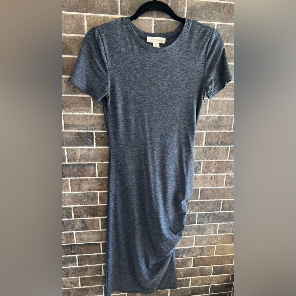 Treasure and Bond Ruched Midi T-Shirt Dress, Size XS